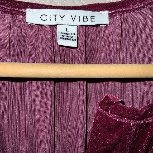 NWT City Vibe Velvet Smocked Waist Skater Dress size L - Picture 6 of 8